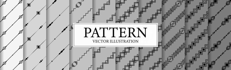 Set of 10 different abstract black and white backgrounds - Vector