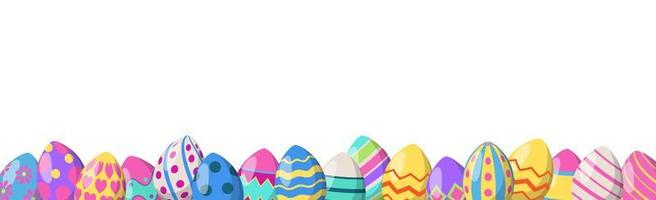 Panoramic Easter background with many colorful eggs - Vector