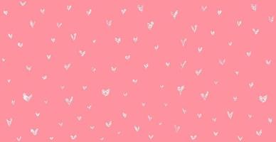 Panoramic pattern pink background with many white hearts - Vector