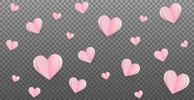 Gently pink-red hearts on a transparent background vector