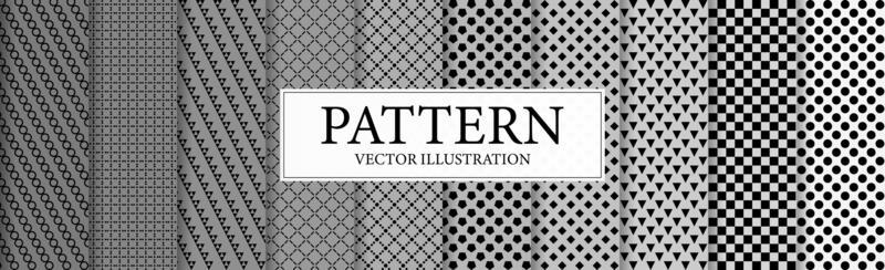 Set of 10 different abstract black and white backgrounds - Vector