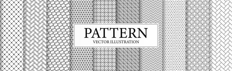 Set of 10 different abstract black and white backgrounds - Vector