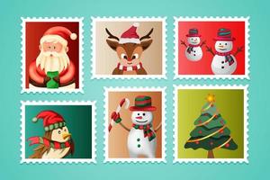 Hand drawn christmas stamp collection vector