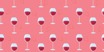 Wine seamless pattern with pink background. Pink seamless pattern with glasses of wine. For packaging, textile, paper, backgrounds. Vector seamlees pattern.