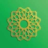 religión islámica mandala estilo árabe elegante color dorado con vector de fondo verde