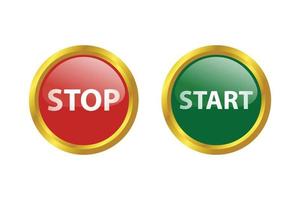 3d modern luxury icon, start and stop button, colorful, vector element graphic