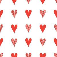 corazón estilo dibujado a mano motivo de patrones sin fisuras, día de san valentín, material de vector de fondo romántico para textil o papel