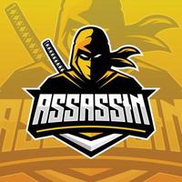 ninja asesino e-sport logo juegos vector