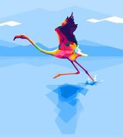 flamingo bird with geometric pop art style vector