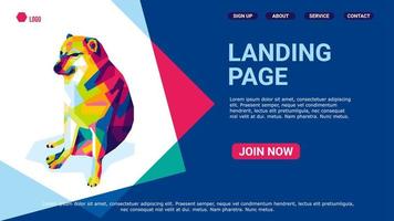 a cute dog with pop art style, landing page vector