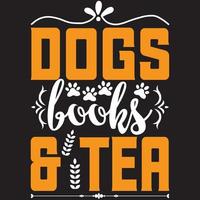 dogs books and tea vector