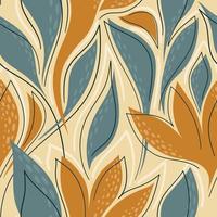BEIGE SEAMLESS VECTOR BACKGROUND WITH ORANGE ABSTRACT FLOWERS