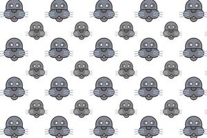 Flat Mammal Seal Head Pattern Background vector