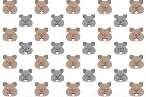 fondo de patrón de cabeza de wombat plano vector