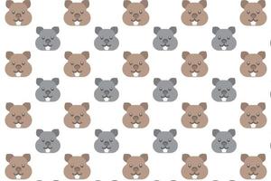 Flat Wombat Head Pattern Background vector
