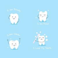 A collection of cute teeth, isolated on a white background vector