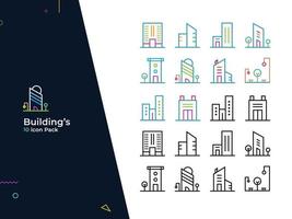 Buildings - 10 icon pack. Suitable for website, mobile app, poster, presentation, flyer, printing, social media, etc vector