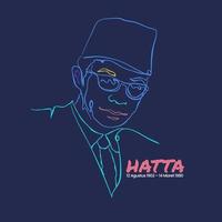 hatta, héroe nacional de indonesia y primer vicepresidente de indonesia vector