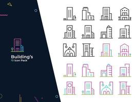 Buildings - 10 icon pack. Suitable for website, mobile app, poster, presentation, flyer, printing, social media, etc vector