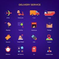 Set of Icons for Delivery Service Companies with Flat Style vector