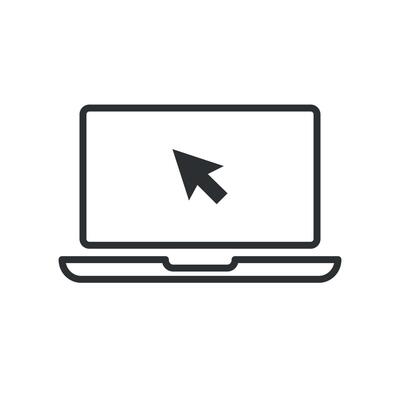 click vector icon on monitor, screen symbol