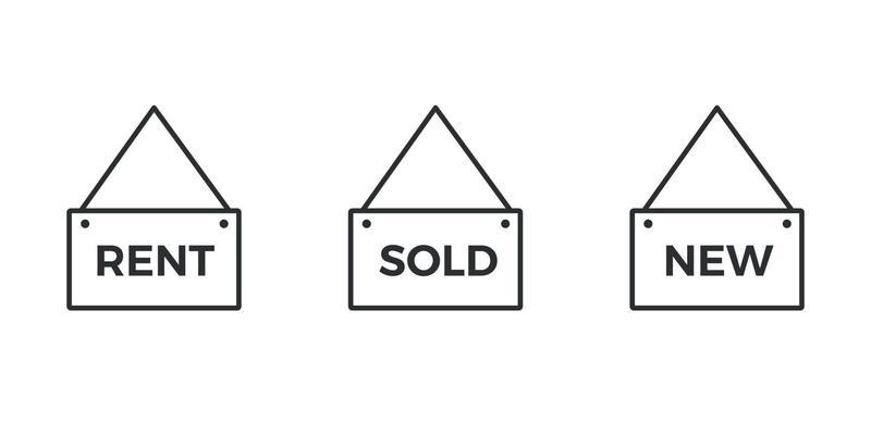 Vector illustration of rent, sold, new board icon on white background