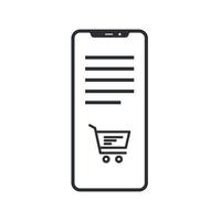 Vector illustration of phone with basket, trolley icon on white background