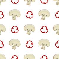 Shiitake mushrooms seamless pattern. The mushrooms repeat the pattern. For surface design, poster, background, web design. vector