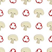 Shiitake mushrooms seamless pattern. The mushrooms repeat the pattern. For surface design, poster, background, web design. vector