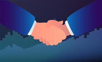 Handshake between businessmen, business partners. Background with financial charts. The concept of successful negotiations and transactions. Vector
