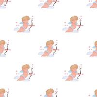 Cupid with bow and arrow seamless pattern vector