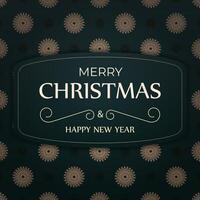 Christmas card with floral pattern and text merry christmas and happy new year vector