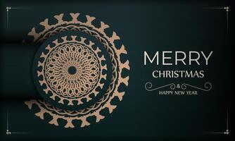 Christmas card with ornate design on dark background vector
