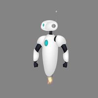 White flying robot. Large chat bot. Good for app design. Vector. vector