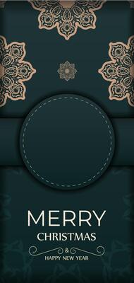 Christmas card with ornate pattern and green background
