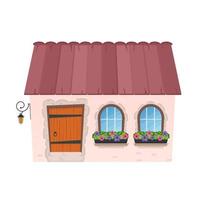 House in flat cartoon style. Isolated on white background. Vector illustration.