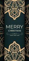 Christmas card with ornate pattern and gold lettering vector