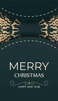 Christmas card with gold and black pattern vector