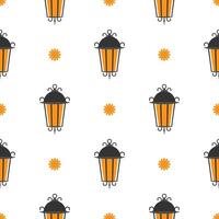 Seamless pattern with a street lamp. Good of the day for backgrounds, brown paper and books. Vector illustration. Flat style.