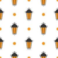 Seamless pattern with a street lamp. Good of the day for backgrounds, brown paper and books. Vector illustration. Flat style.