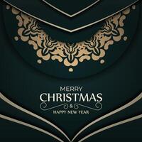 Christmas card with gold ornament and black background vector