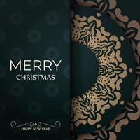 Christmas card with ornate pattern on dark background vector