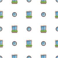 Seamless pattern with windows and flowers. Good for books, and wrapping paper. Vector