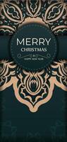Christmas card with ornate design on dark green background vector