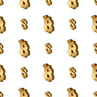 Bitcoin and dollar icon seamless pattern metallic image vector