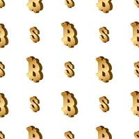 Bitcoin and dollar icon seamless pattern metallic vector image