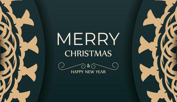 Merry christmas card with ornate design on a black background vector