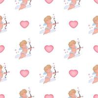 Seamless pattern with cupid. Festive pattern. Suitable for postcards, backgrounds, books and posters. Vector illustration.