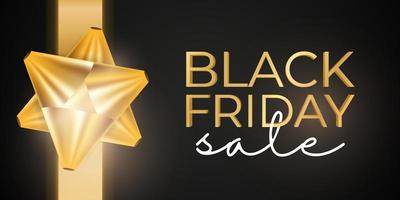 Black friday sale banner. Gold onion or bow. Ready poster. Vector illustration.