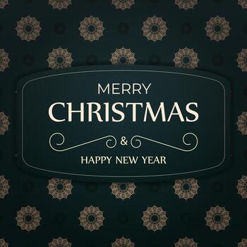 Christmas card with floral pattern and gold lettering vector